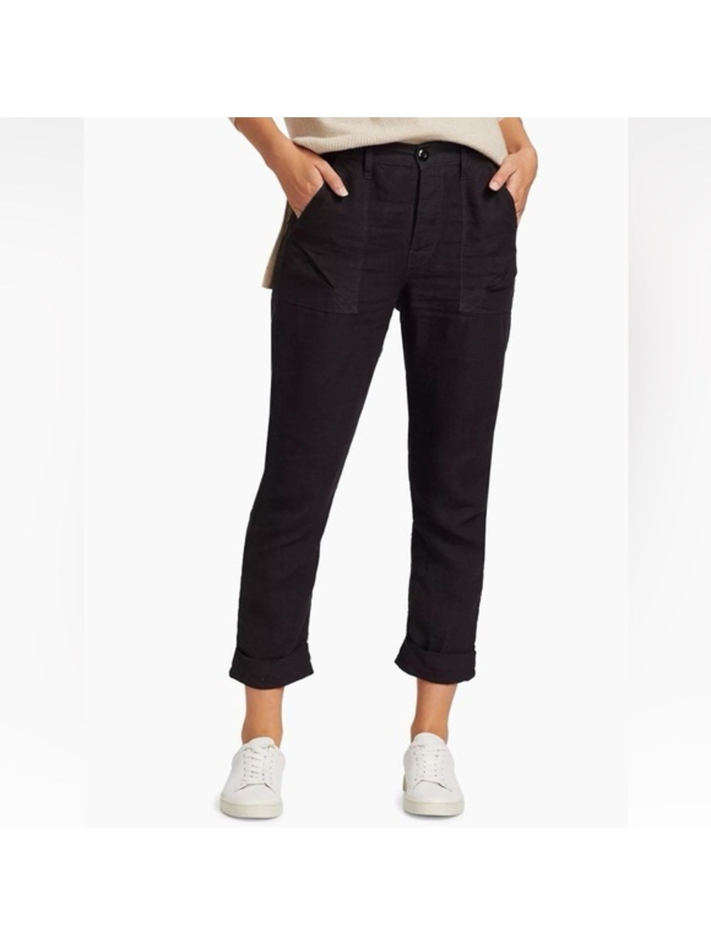 Frame Linen Charcoal Ankle-Length Pants Retail $275